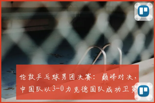 伦敦乒乓球男团决赛:巅峰对决,中国队以3-0力克德国队成功卫冕